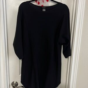 Ann Taylor Black Relaxed Tunic with 3/4 Sleeves